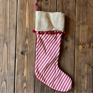 Rustic Red & White Burlap Christmas Stockings